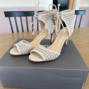 Vince Camuto Beige Lace-Up Heels